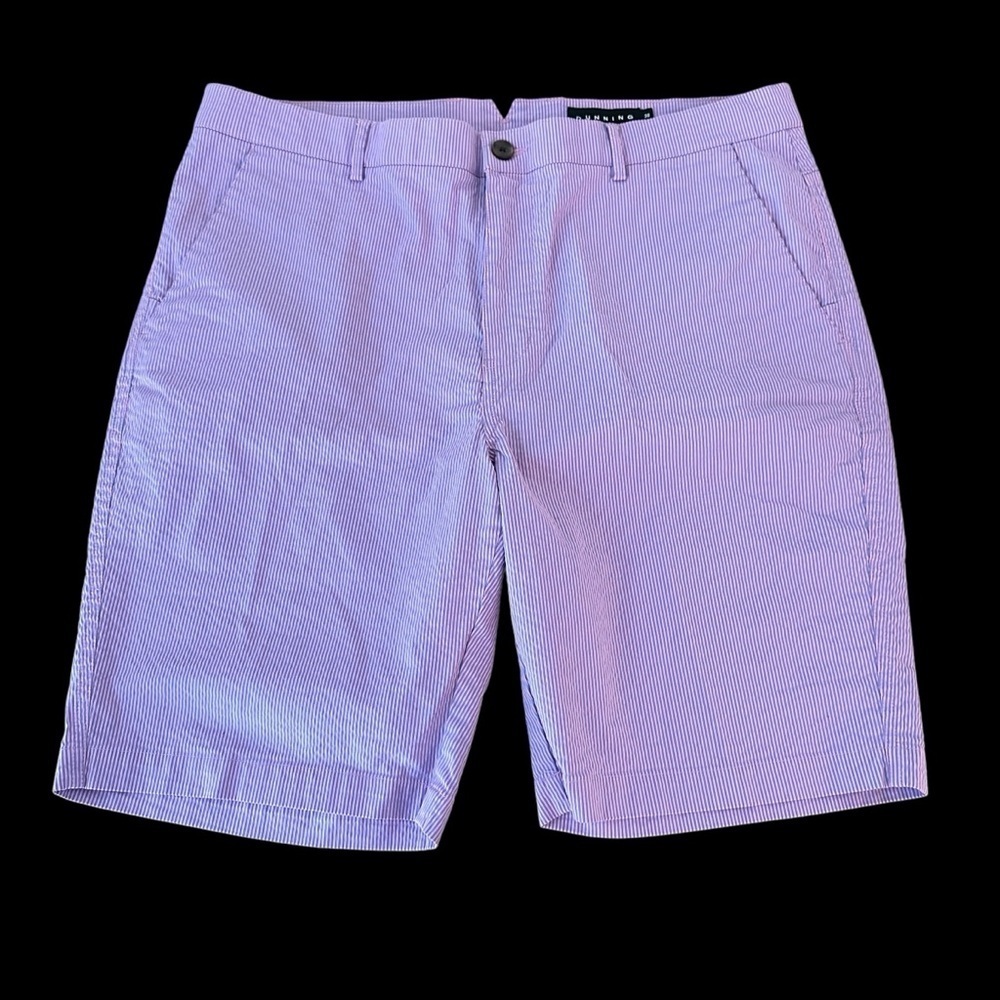 Dunning Golf Mens 38 waist Seersucker Bermuda Shorts pink blue‎ preppy golfing